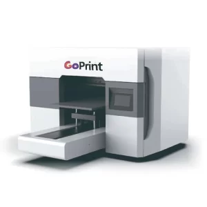 GoPrint A3 桌上型 UV 平板直噴機正面外觀,含升降式吸風平台與觸控面板