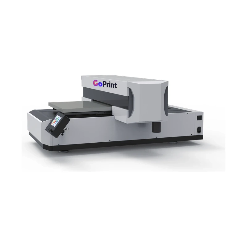 GoPrint JW-6090 UV 平板直噴機正面外觀,含吸附平台與觸控螢幕